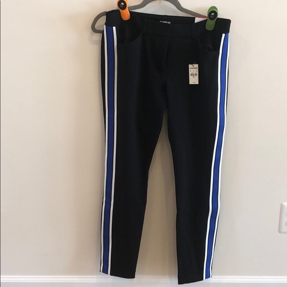 NWT. Express mid rise stripe skinny pant. Size 10L - Picture 1 of 2